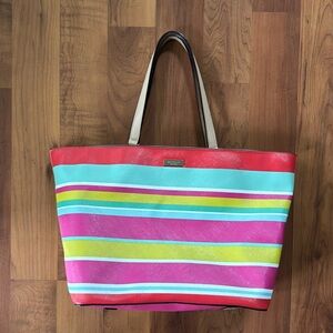 Kate Spade New York Multicolor Stripes Purse w Bonus Makeup Bag